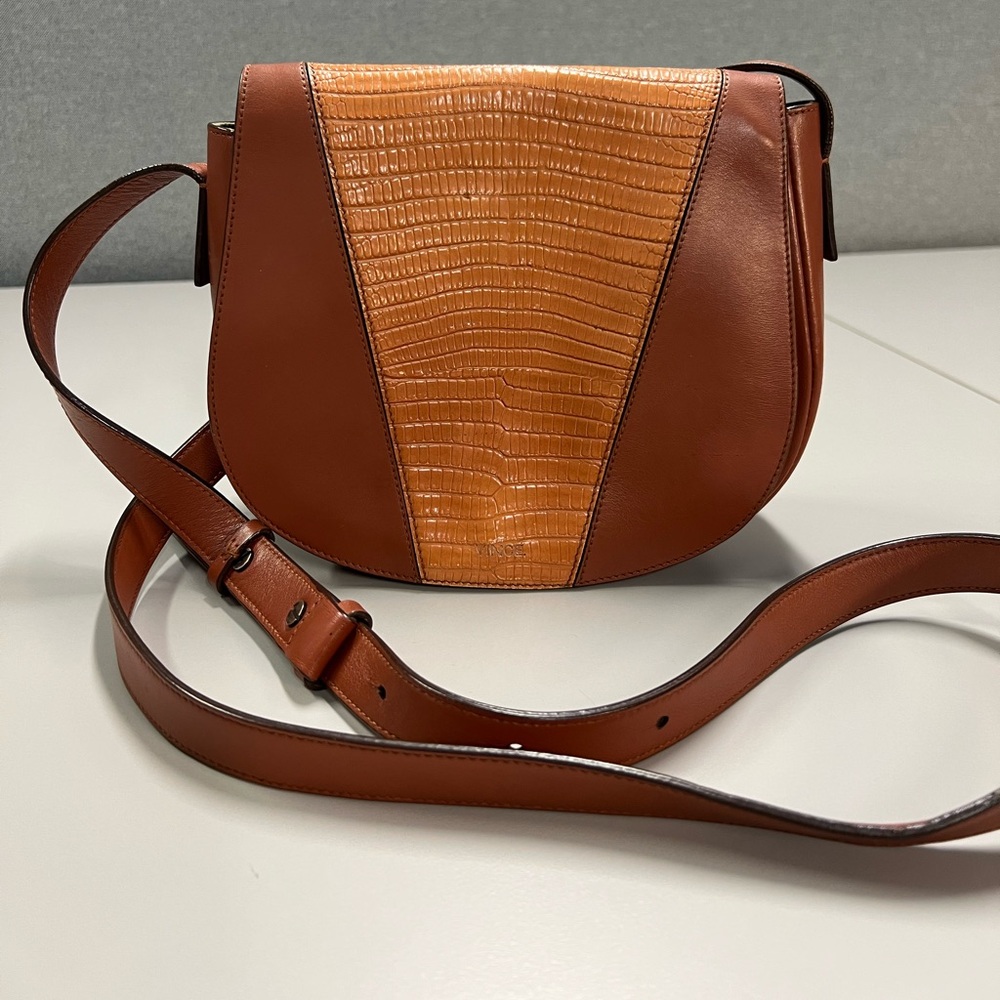 Vince Modern V Embossed Small Crossbody Bag